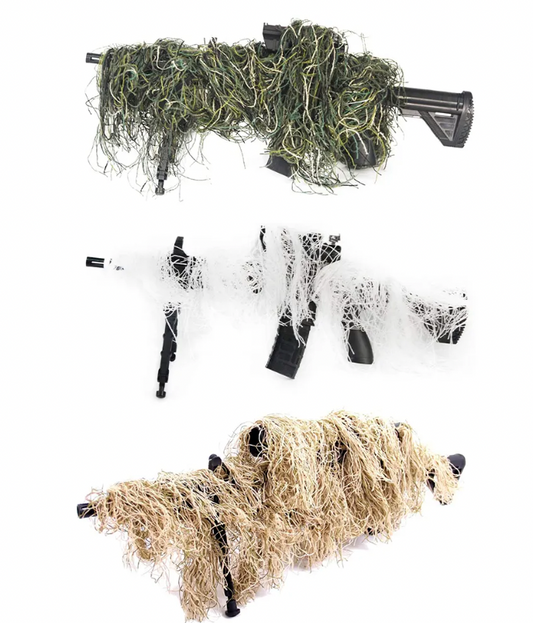 Jungle/Desert/Snow Ghillie Rifle Cover Wrap Synthetic w/Elastic Strap